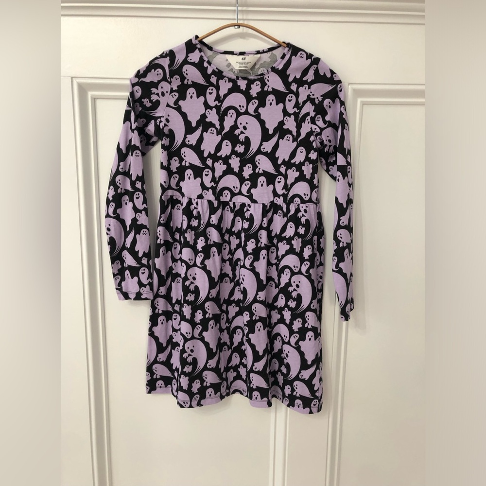 H&M Lavender Ghost Pattern Dress 8/10